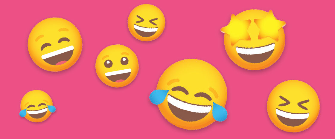 Smiling and laughing emojis