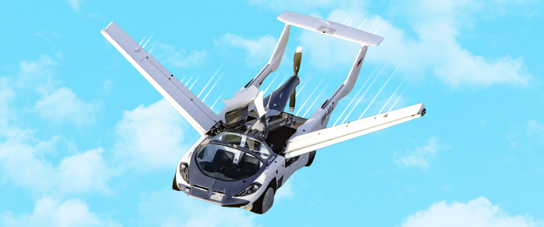 Image of a flying car in the air