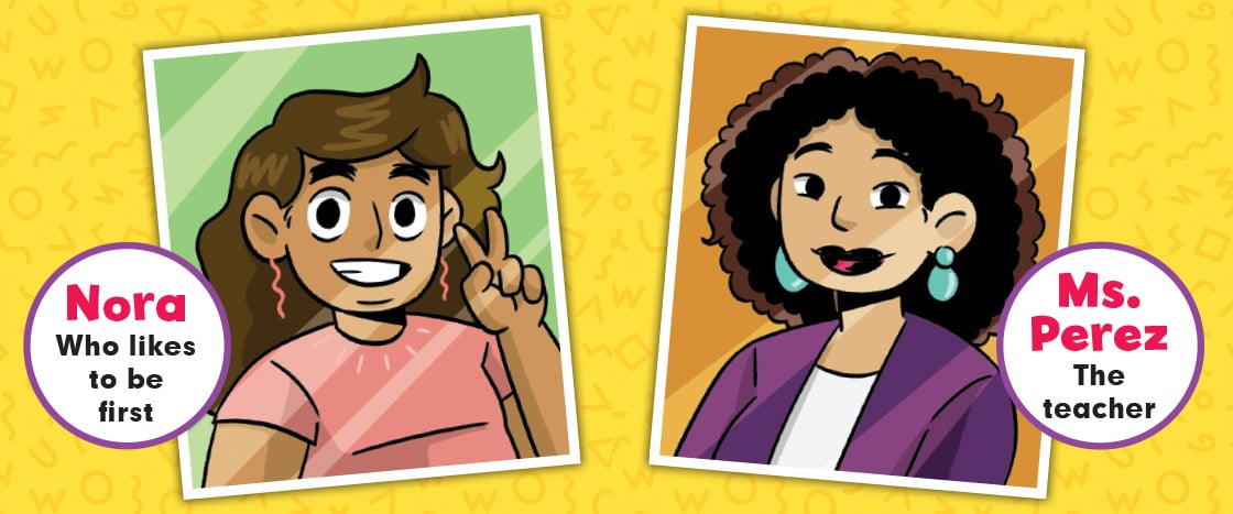 Illustration of main characters, Nora and Ms. Perez