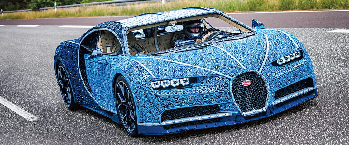 Image of a blue lego sports car