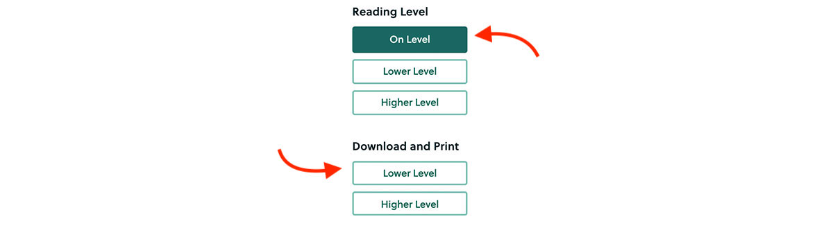 reading level buttons